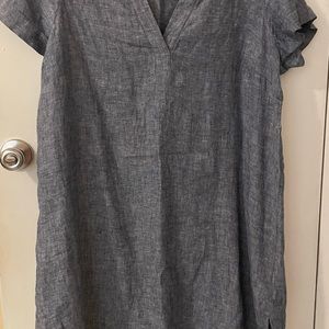 TAHARI dark blue linen short dress